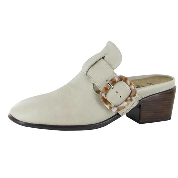 Naot Womens Choice Clogs EU 37 US 6 Ivory Beige Leather Buckle Heel NWOB - Picture 1 of 13